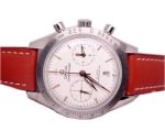 Omega Seamaster Swiss 9300 Watch / SS White Dial & Red Leather Strap